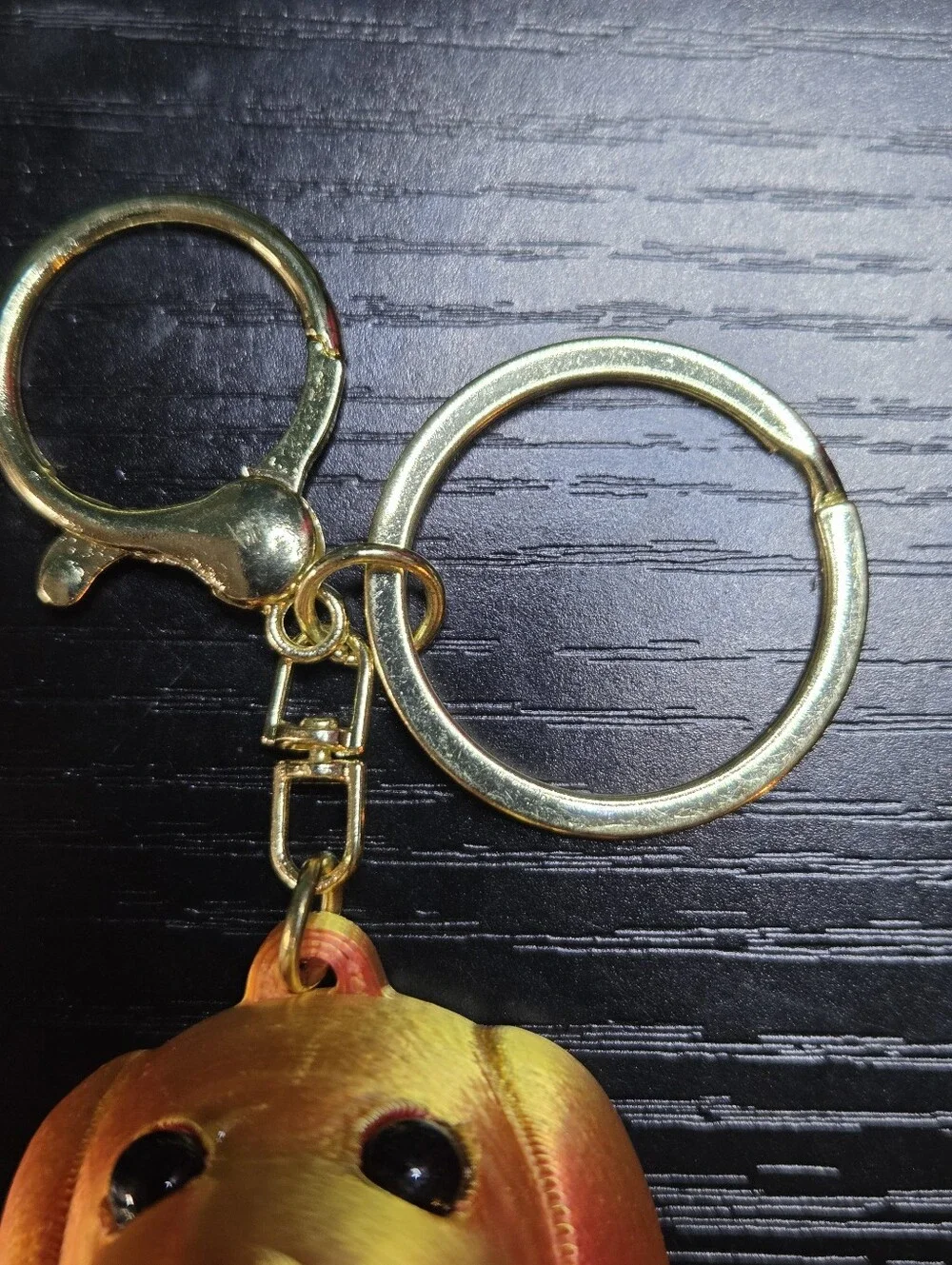Gold-Tone Orange & Yellow 3D Printed Dog Keychain/Bag Charm